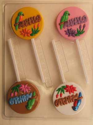 MAHALO in bamboo letters w/ parrot & water lily AO224