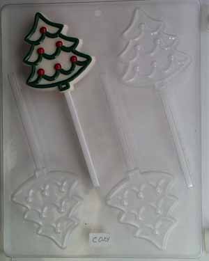 Medium Outlined Christmas tree w/ round ornaments, Lollipop, C024