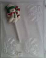 Snowman holding candy cane w/ scarf & snowcap Lollipop C051