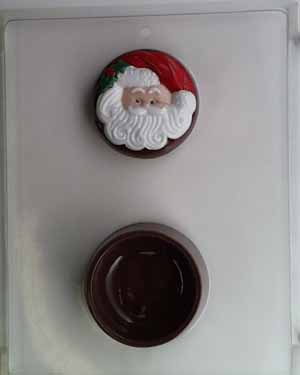 Santa face w/ swirly beard round lid & bottom Pour Box C066