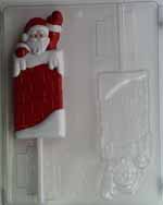 Medium-large Santa in chimney waving Lollipop C090