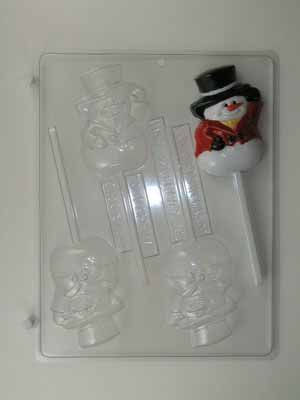 Cute snowman w/ tophat & vest waving Lollipop C150