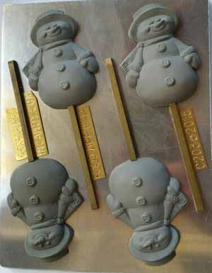 Medium size Snowman with Carrot Nose Lollipop Chocolate Candy Mold C203