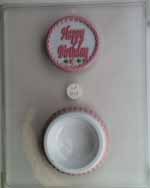 Happy Birthday in script on round w/ decoration lid & bottom LP014