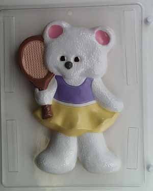 Lg. bear with tennis racket at the ready S005