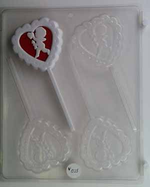 Cupid w/ heart w/ lacy heart frame V025