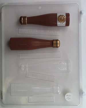 Small 3-D champagne bottle, 2 sets W008