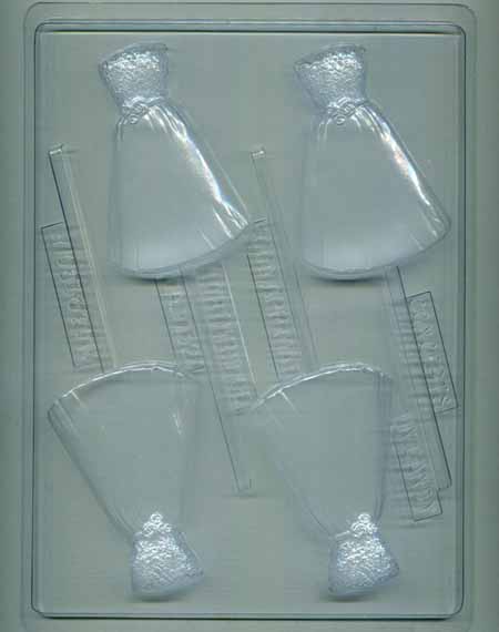 WEDDING DRESS COOKIE CLEAR PLASTIC CHOCOLATE CANDY MOLD W068